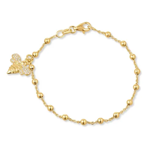 bie zirkon armbånd i forgylt sølv med anheng i forgylt sølv