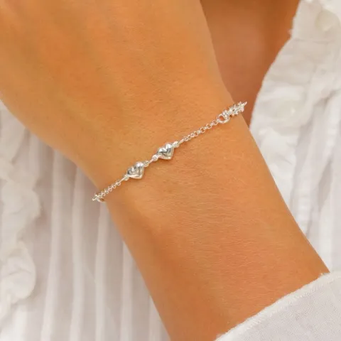 hjerte armbånd i sølv med anheng i sølv