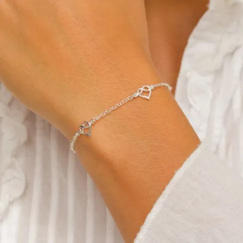 hjerte infinity armbånd i sølv med anheng i sølv