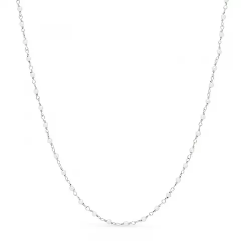 rund hvit perle halskjede i sølv 40 cm plus 5 cm x 2,7 mm