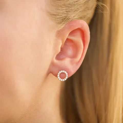 runde hvit ørestikker i forgylt sølv