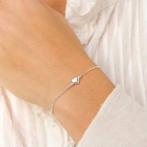 hjerte armbånd i sølv