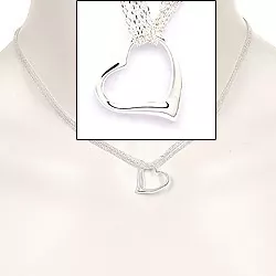 hjerte anheng med halskjede i sølv