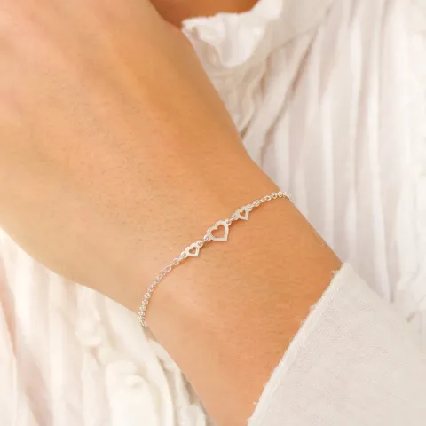 hjerte armbånd i sølv