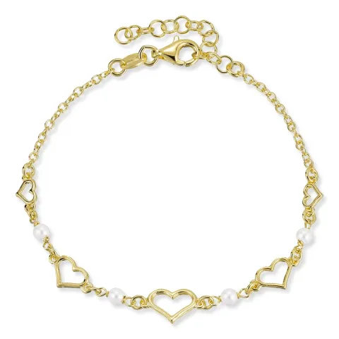 hjerte armbånd i forgylt sølv