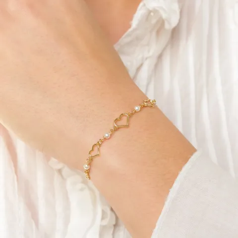 hjerte armbånd i forgylt sølv