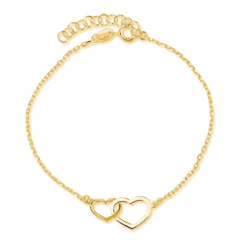 hjerte armbånd i forgylt sølv