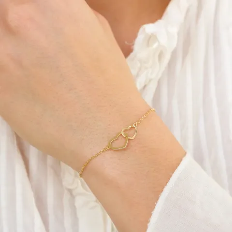 hjerte armbånd i forgylt sølv