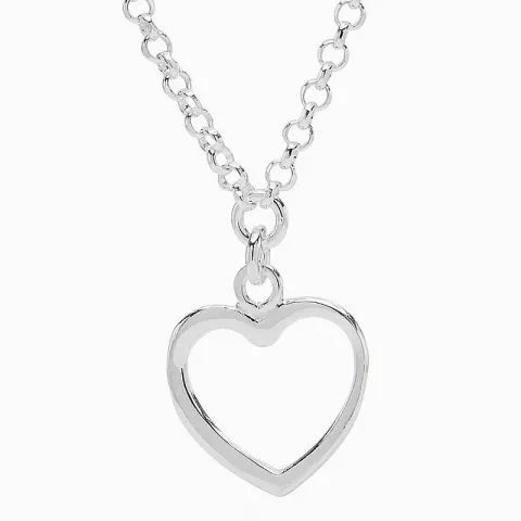hjerte anheng med halskjede i sølv