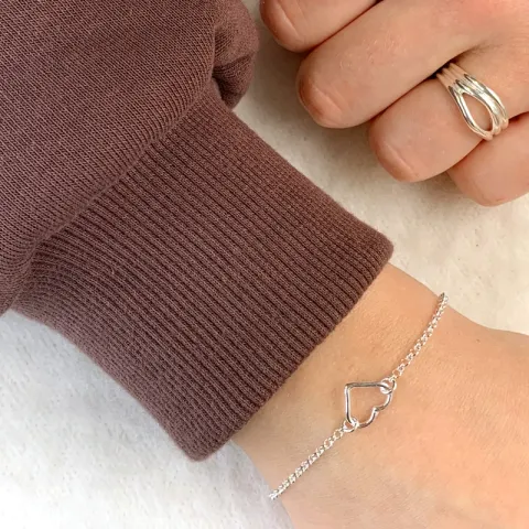 hjerte armbånd i sølv