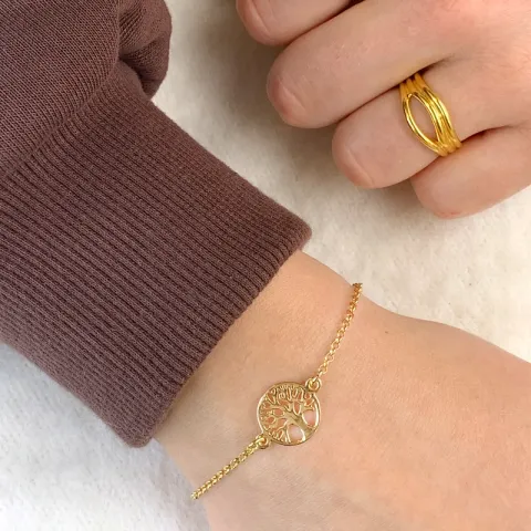 livets tre armbånd i forgylt sølv