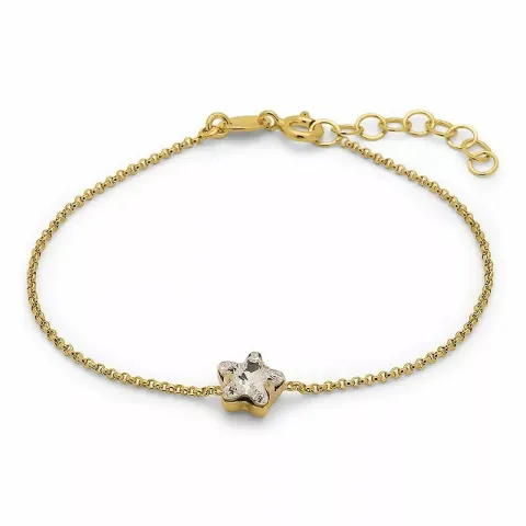 stjerne krystall armbånd i forgylt sølv