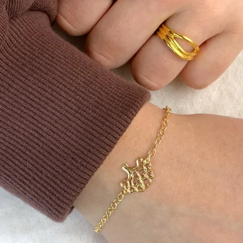 livets tre armbånd i forgylt sølv med anheng i forgylt sølv