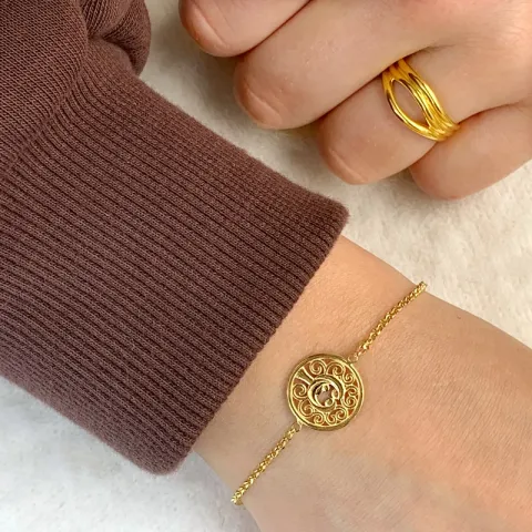 livets tre armbånd i forgylt sølv med anheng i forgylt sølv