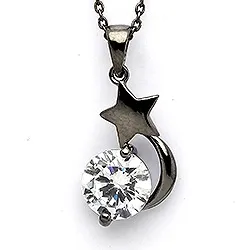 Stjerne anheng i svart rodinert sølv