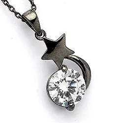 Stjerne anheng i svart rodinert sølv