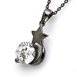 Stjerne anheng i svart rodinert sølv