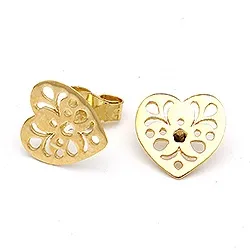 Hjerte ørestikker i forgylt sølv