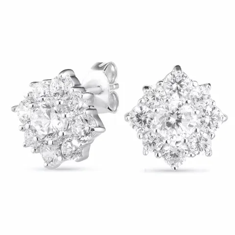 abstrakt zirkon ørestikker i sølv