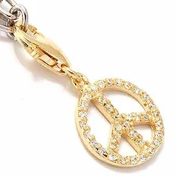 Peace charms anheng i forgylt sølv