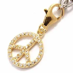 Peace charms anheng i forgylt sølv