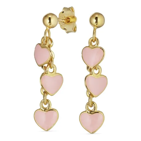 kolleksjonsprøve lavendelfarget hjerteøredobb i forgylt sølv