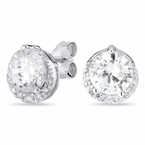 Herlig runde zirkon ørestikker i sølv