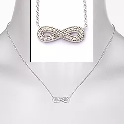 Infinity hvit zirkon anheng med halskjede i sølv