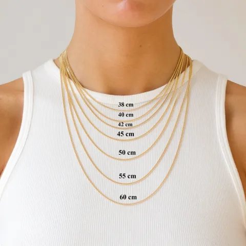 BNH panserhalskjede i forgylt sølv 42 cm x 1,8 mm