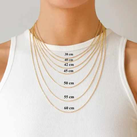 Bnh anker facet halskjede i forgylt sølv 42 cm x 1,3 mm