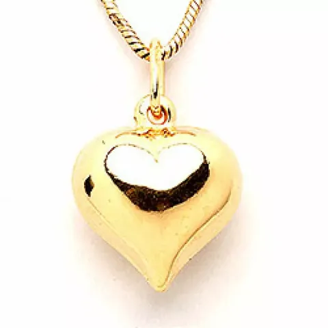 Stort hjerte anheng i forgylt sølv