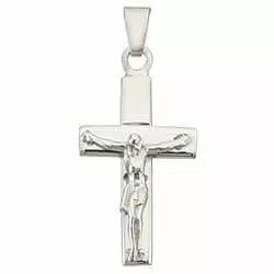 Jesus BNH kors i 14 karat hvitt gull