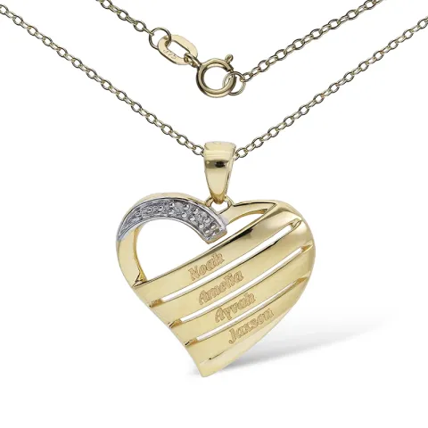 hjerte navnehalskjede  i 9 karat gull - My Letter