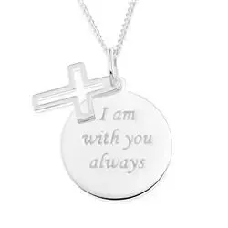 kors halskjede med anheng i sølv