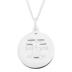 kors halskjede med anheng i sølv