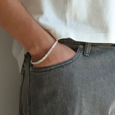 Kongearmbånd i sølv 21 cm x 4,0 mm