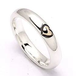 Hjerte ring i sølv og alm. gull