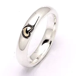 Hjerte ring i sølv og alm. gull