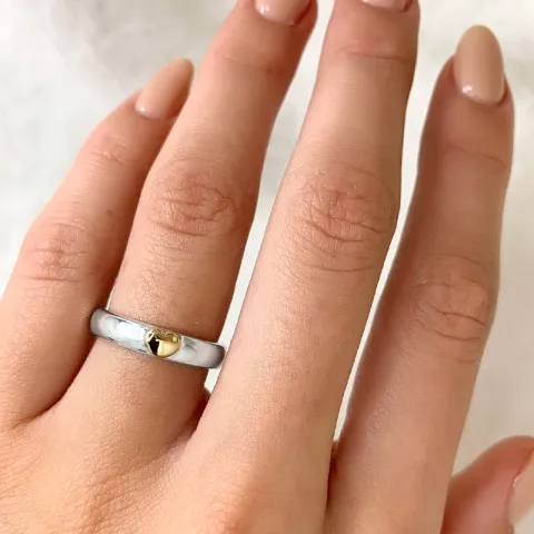 hjerte ring i sølv med 8 karat gull