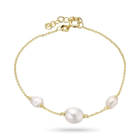 perle armbånd i forgylt sølv 17 plus 2 cm x 8-9 mm
