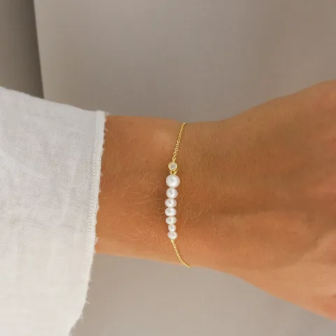 perle armbånd i forgylt sølv 16 plus 2 cm x 5-5,5 mm