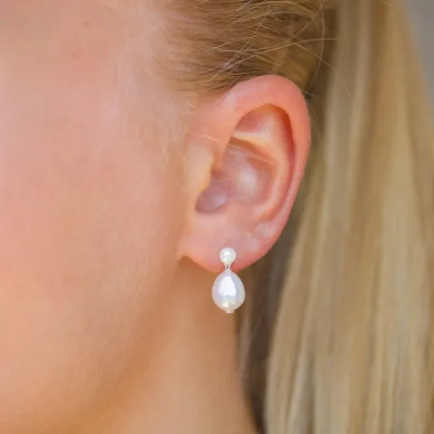 8 - 9 mm perle øredobber i sølv