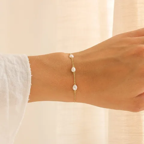 perle armbånd i forgylt sølv