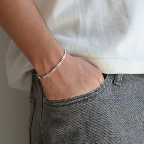 BNH panserarmbånd i sølv 18,5 cm x 3,3 mm