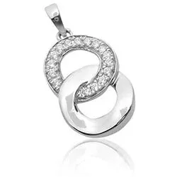 Rundt diamant anheng i 14 karat hvitt gull 0,11 ct