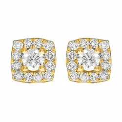 firkantet diamant ørestikker i 14 karat gull med diamant 