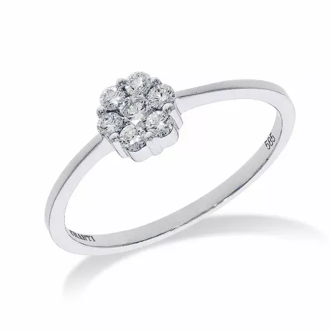blomst diamant ring i 14 karat hvitt gull 0,25 ct