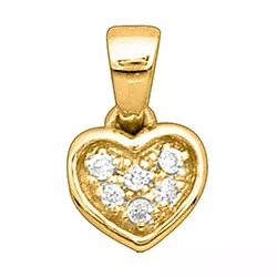 Hjerte diamant anheng i 14 karat gull 0,05 ct