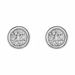 liten runde diamant ørestikker i 14 karat hvitt gull med diamant
