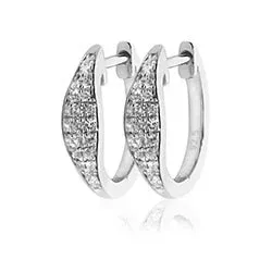 diamant creol i 14 karat hvitt gull med diamant